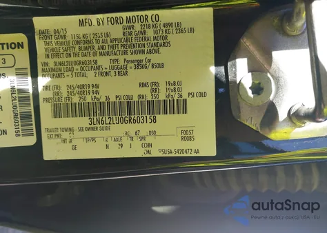 2016 Lincoln Mkz Hybrid z USA, uszkodzony, nr VIN 3LN6L2LU0GR603158